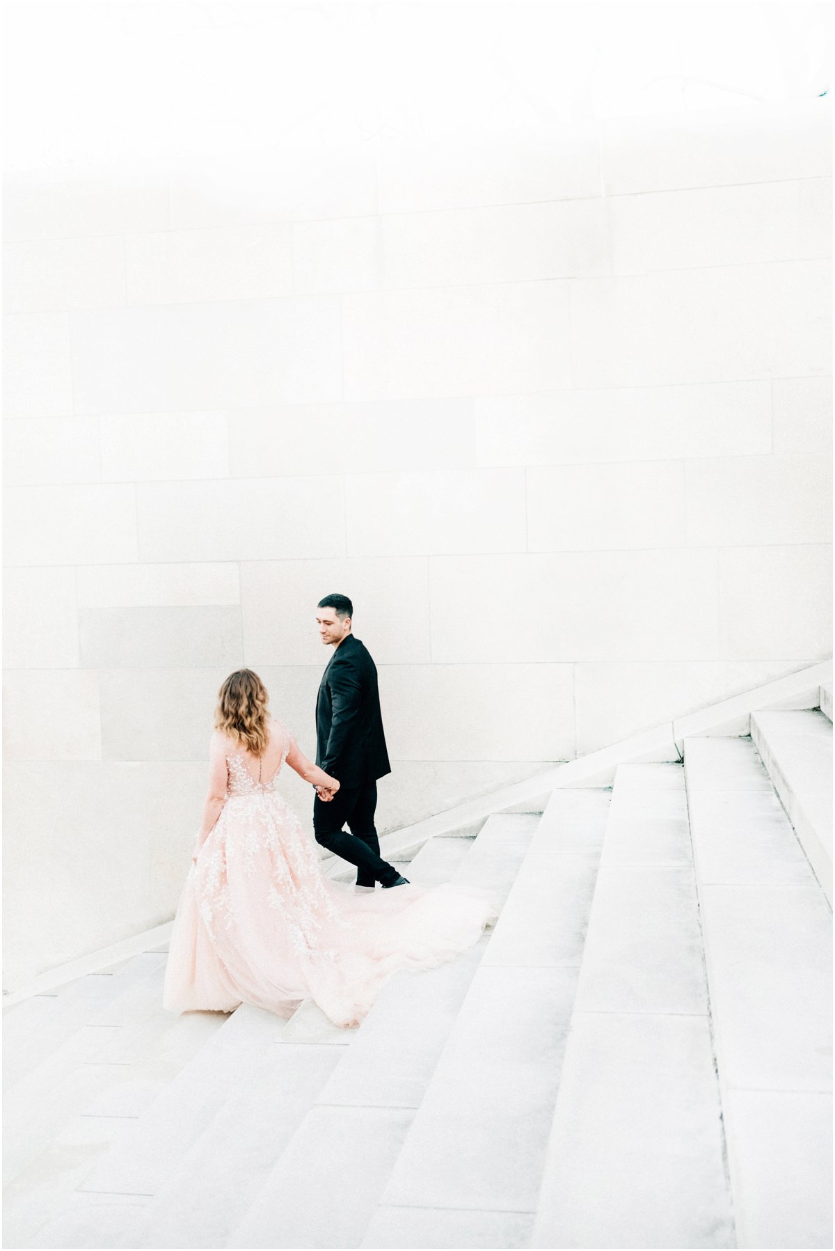 Kansas-City-Engagement-Liberty-Memorial-Downtown-Marlo-Ford-Pink-Wedding-Dress